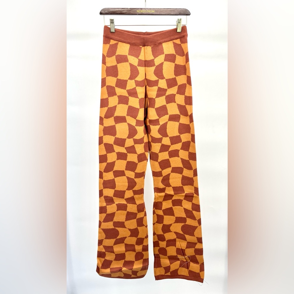 Women’s Knit Pants Geometric Checkered Wide Leg Pants - Bailey Rose Sold By LALA